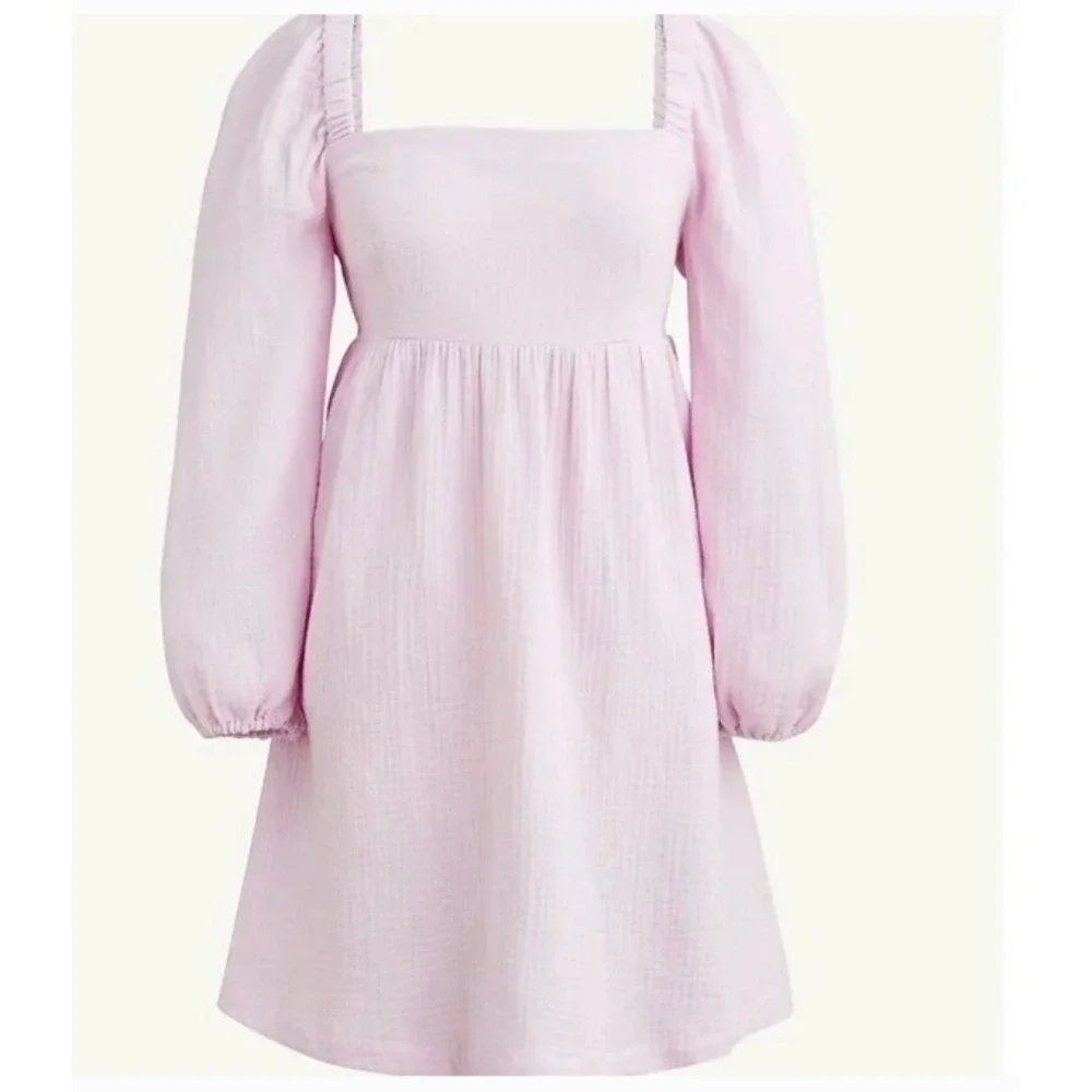 NWT J. Crew Sz XXL Squareneck Soft Gauze Cotton Balloon Sleeve Smocked Dress